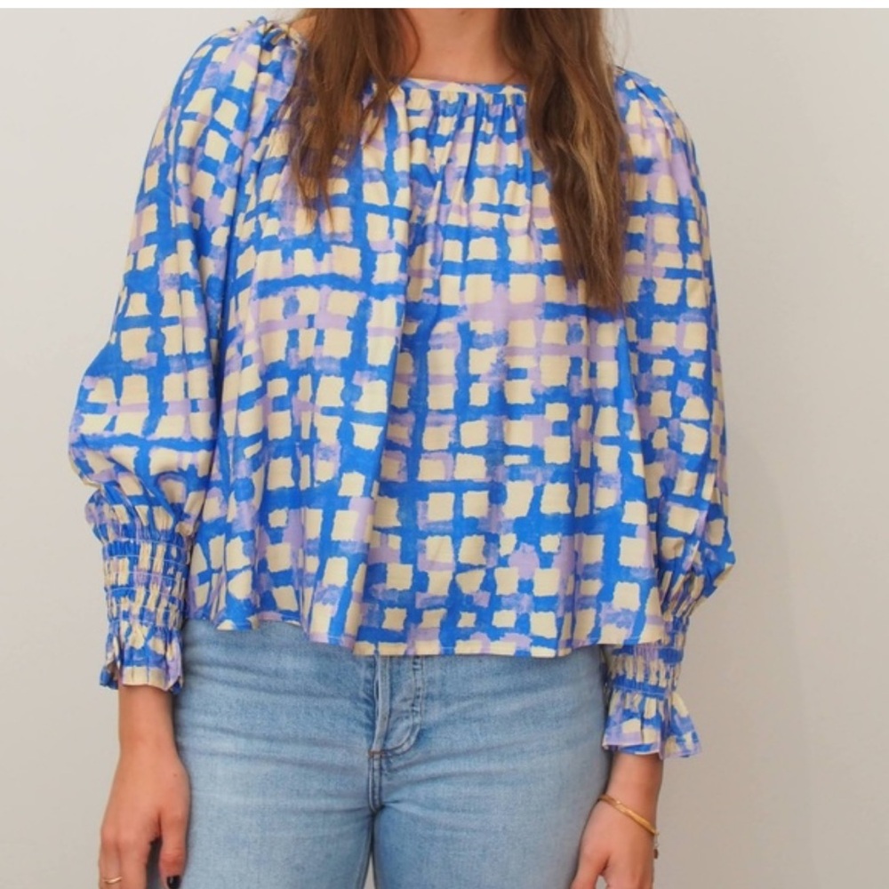 HUNTER BELL Lucia Blouse Cobblestone Blue Size med.